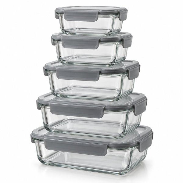5-Piece Glass Food Containers